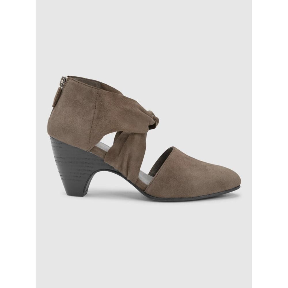 Eileen Fisher beige Mary Twist-Front Suede Pump sz 6 $210 SH220